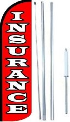 OnPoint Wares Insurance King Windless Flag Sign With Complete Hybrid Pole Set