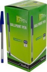 T-pen Crystal Barrel Ballpoint Pens Box Of 50 Blue