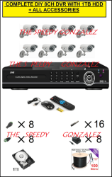 Complete 8ch Diy Dvr With 1tb Hdd+ 8 Cameras + Cable & Accessories