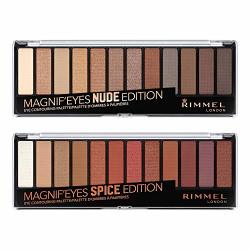 Rimmel Magnif'eyes Eyeshadow Palette 001 Nude Edition 005 Spice Edition 0.5 Ounce Pack Of 2