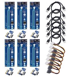 Victony 6-PACK Pcie Riser Ver 006 Pci-e 16X To 1X Powered Riser Adapter Card W 60CM USB 3.0 Extension Cable & Molex To Sata