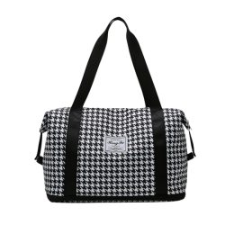 Expandable Houndstooth Travel Duffel Bag