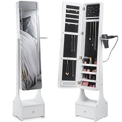 Beautify Touch Screen Led Jewelry Cabinet Armoire Illuminating Mirrored Light Standing Organizer With Mirror Makeup Storage And Drawer White Prices Shop Deals Online Pricecheck