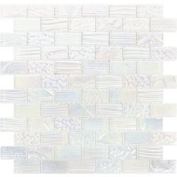 Glass tile mosaic Aqueous Series Iridescent Black 1x2