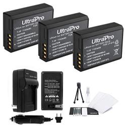 3-PACK LP-E10 High-capacity Replacement Batteries With Rapid Travel Charger For Select Canon Digital Cameras. Ultrapro Bundle Includes: Camera Cleanin