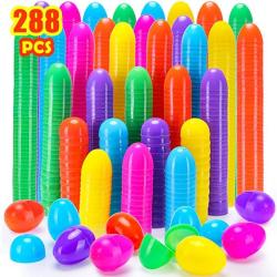 Yeahbeer 288 Plastic Easter Eggs Easter Hunt easter Theme Party Favor Basket Stuffers Fillers classroom Prize Supplies