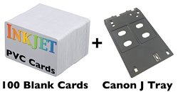 Inkjet Pvc Id Card Starter Kit - Includes 100 Cards - Compatible With Canon J Tray Printers 100 Cards