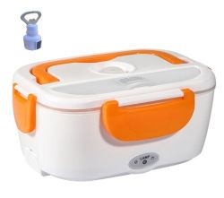 Electric Heating Lunch Box White orange And Bottle Opener