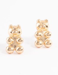 Goldair Gold Teddy Bear Stud Earrings