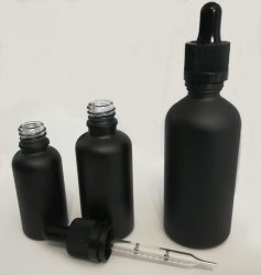 Dropper Bottles Matte Black Glass With Childproof Cap