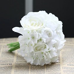 Decor Artificial Flowers Real Touch Silk Flowers Floral Latex Real Touch Rose Peony Wedding Bouquet Home Party Design Flowers White 1 Bunch