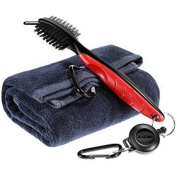 Zacro Golf Club Brush And Towel Kit Golf Club Cleaner With Loop Clip For Hanging On Golf Bag Golf Groove Cleaning Tool Golf Ball
