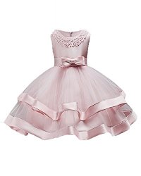 Little Girl Dress Size 6-7 Blush Pink Pageant Party Holiday Graduation Dress For Girls 5T 6T Christmas Gifts Dresses Ball Gowns For Girls Sleeveless