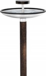 Bird Feeder And Bath 2-IN-1 Stainless Steel With Wood Stand Fuera