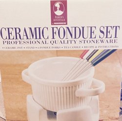 Roshco Ceramic Stoneware White Fondue Set