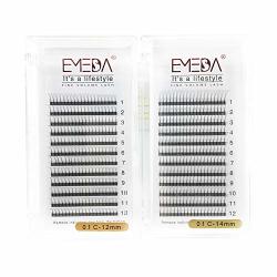 Volume Lash Extensions C Curl .10 12MM 14MM 2 Packs 3D Premade Fans Russian Individual Cluster Eye Lashes W Pre Made Fanned Lash Extension Set By Emeda