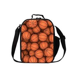 Dispalang Soccer Printed Lunch Bags For Boys Cool Insulated Cooler Bag Basketball Pattern Meal Bag For Girls