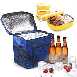 Oumers Large Insulated Lunch Tote Bag Cooler Box - Blue