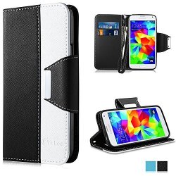 Galaxy S5 MINI Case Vakoo Book-style Premium Pu Leather Protective Case For Samsung Galaxy S5 MINI Black White