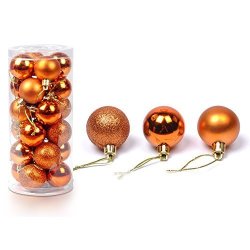 Sheffla Christmas Baubles Balls Xmas Tree Balls Christmas Decoration Party Ornaments 24 Piece Set Orange