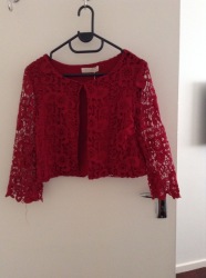 Red Capuer Lace Midi Jacket - Small