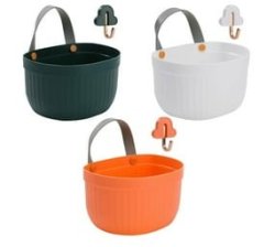 Assorted Home Variety Wall Mounted Storage Basket With Self Adhesive Hook - 15CM