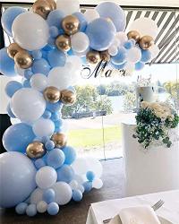 Balloon Garland Kit Blue White Gold Chrome Balloon Arch Wedding Bridal Shower Birthday Party Baby Shower Decoration