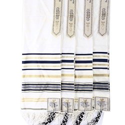 4PCS Pack Navy Blue And Gold Color Messianic Tallit Prayer Shawl 72"X22" By Star Gifts