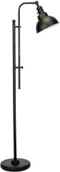 Vonluce Industrial Floor Lamp Adjustable 65 Inches Rustic Floor Task Lamp In Aged Bronze Finish Standing Lamp With Metal Shade For Living Room Reading