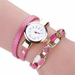 Fashion Leisure Watches Women Casual Elegant Quartz Ladies Bracelet Watch Crystal Diamond Leather Wrist Watch Gift Reloj Mujer Hot Pink