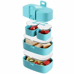 Leak-proof Bpa-free Stacking Bento Box Lunch Box With 4 Microwave-safe Sealed Compartments For Kids And Adults By Wagindd
