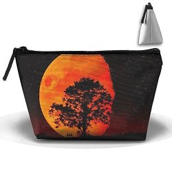 Lunar Eclipse Blood Moon Tree Toiletry Pouch Makeup Bag Trapezoidal Storage Travel Bag Phone Coin Purse Cosmetic Pouch Wallet Pencil Holder Zipper