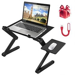 Laptop Stand Adjustable Laptop Desk Portable Adjustable Aluminum Laptop Stand Desk Ergonomic Design Computer Table Laptop Stand For Bed sofa home Office With 2 Cpu Cooling