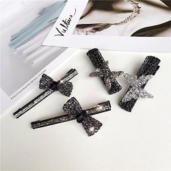 Dongguk Door Light Luxury Diamond Lace Bow Edge Clip Duckbill Clip Hair Accessories Female For Women Girl Lady