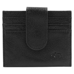 Genuine Leather Wallet With Clip Closure - Black