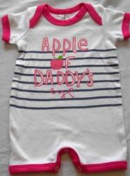 Baby Grow Girl- Pink & White-body Vest- Apple Of Daddy's Eye- 0-3 Months-baby Clothing