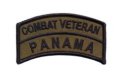 Panama - 2" X 3 1 2" Combat Veteran Tab - Od Green With Merrowed Edge And Wax Backing - Operation Just Cause - Panama