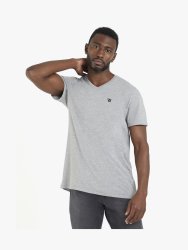Men&apos S Branded V-neck Slim Fit Basic Grey T-Shirt