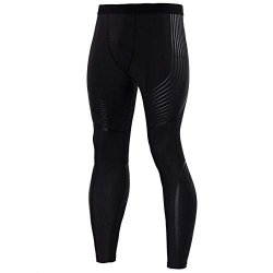 Thenxin Men's Sports Leggings Elastic Waist Base Layer Compression Pants Sports Running Tights Gray XL