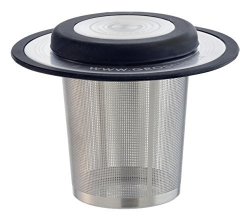 GROSCHE London Drop In Ultra Fine Laser Cut Stainless Steel Tea Infuser Brew-in-cup Infuser With Lid Trivet And Soft Touch Silicone