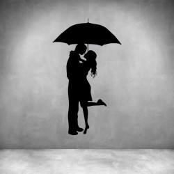 Couple Under Umbrella - Matt Silver L 1000 X H 590MM