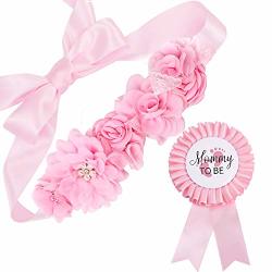 Baby Pink Maternity Sash & Daddy to Be Corsage Set - Baby Shower Sash Baby
