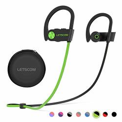 Richer Bass & HiFi Stereo Sports Earphones 8 Hours Playtime Running Headphones with Travel Case LETSCOM Wireless Earbuds IPX7 Waterproof Noise Cancelling Headsets Bluetooth Headphones