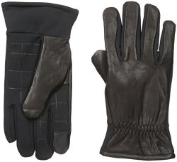 Dockers Men's Leather Glove With Stretch Back Black Large
