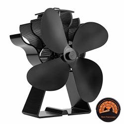 Vivohome Aluminum 4 Blade Heat Powered Stove Fan Fireplace Fan For Wood Burning And Circulating Warm