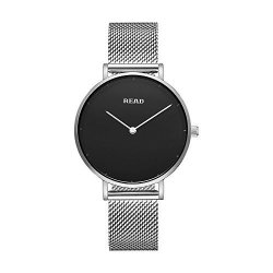 New Read Women Quartz Watches With Mesh Steel Band Waterproof Wristwatch R6005 Silver Black