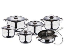 Blaumann 12-PIECE Stainless Steel Jumbo Cookware Set With Marble Coating Fry Pan BL-3167