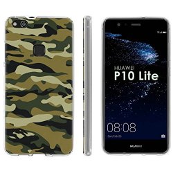 Huawei P10 Lite Tpu Silicone Phone Case Mobiflare Clear Ultraflex Thin Gel Phone Cover - Army Camo Green Tan For Huawei P10 Lite 5.2" Screen