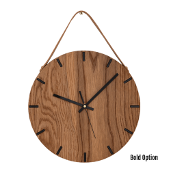Liam Wall Clock In Oak - 300MM Dia Natural Bold Black Second Hand