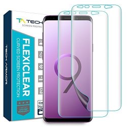 Tech Armor Samsung Galaxy S9 Plus Screen Protector Wet Applied Thermoplastic Film Tpu Complete Curved Edge Display Coverage Bubble Free HD Clear 2-PACK